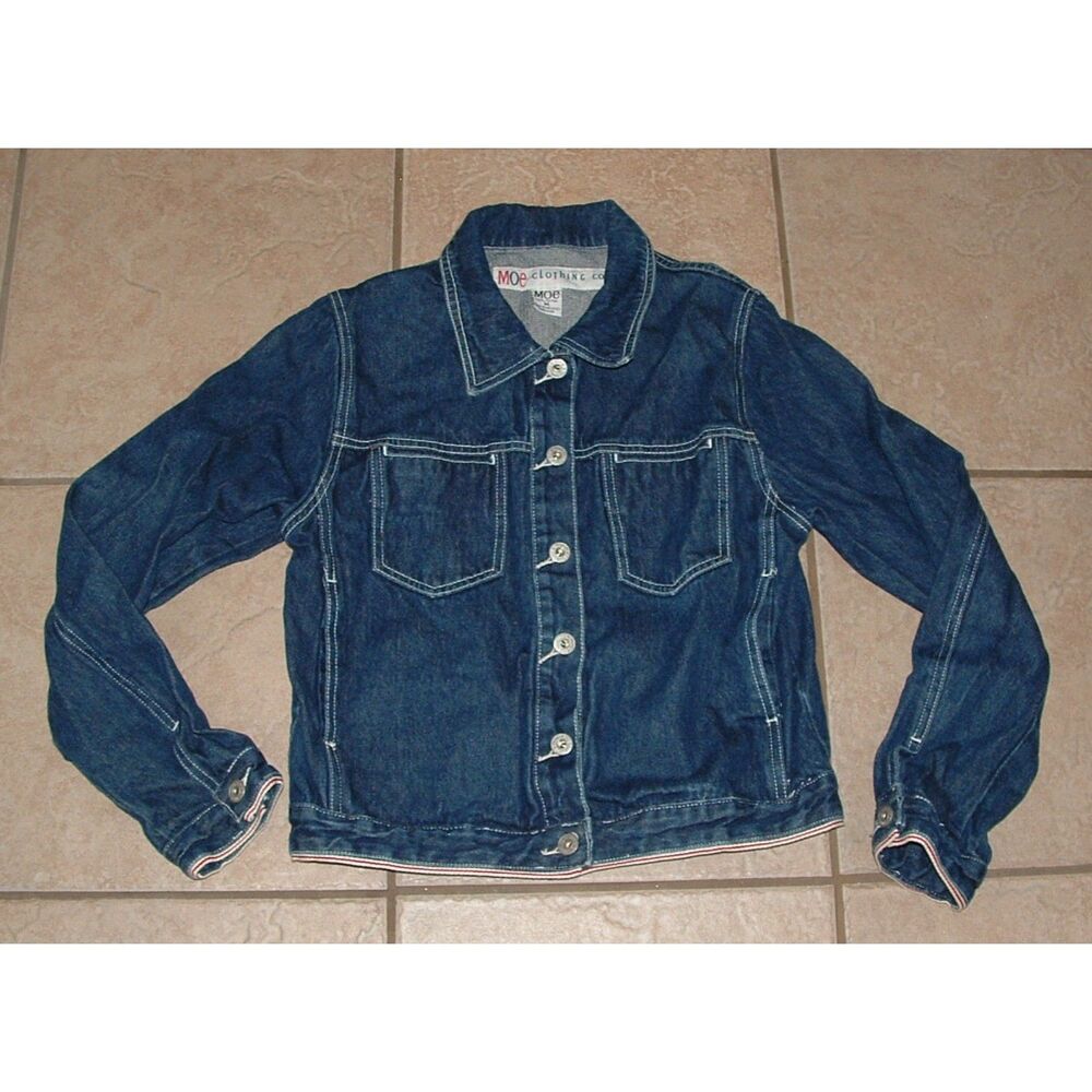 Dark Denim Sz Medium Casual Wear Cotton Blue Jean Jacket Pockets MOE CLOTHING CO